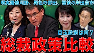 自民党・総裁選政策比較！どうなる日本。現実路線の河野太郎。異色の野田聖子。軍事費倍増で対中国に強硬路線の高市早苗と岸田文雄。作家今一生さんと一月万冊清水有高。