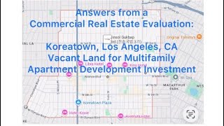 Answers from a Commercial Real Estate Evaluation: Koreatown, Los Angeles, CA Vacant Land for Apts