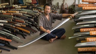 Forging a Katana Sword From Old Roller STEEL Shaft | How to Make Ninja Katana from Roller Shaft