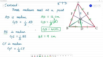Class 8 TN Maths  5. GEOMETRY  Example 5.18 ABC is a triangle and G is its centroid. If AD=12 cm