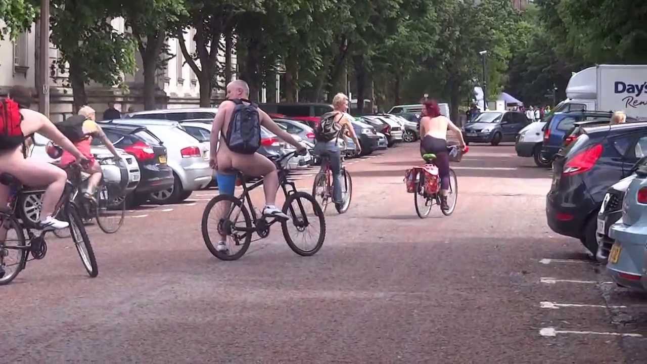 International naked bike ride in Cardiff.
