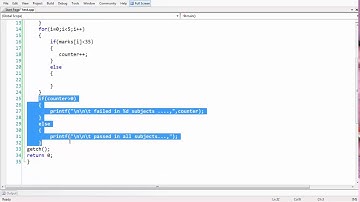 C language pass or fail logic in an Array of marks.