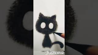 Easy charcoal drawing  of cat 🐈