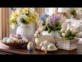 Cozy Easter Farmhouse Decor with Bunnies &amp; Pastel Eggs | Shabby Chic Spring Home Ideas