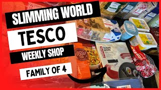 Slimming World Tesco grocery haul August 2022 with syns included. Family of 4.