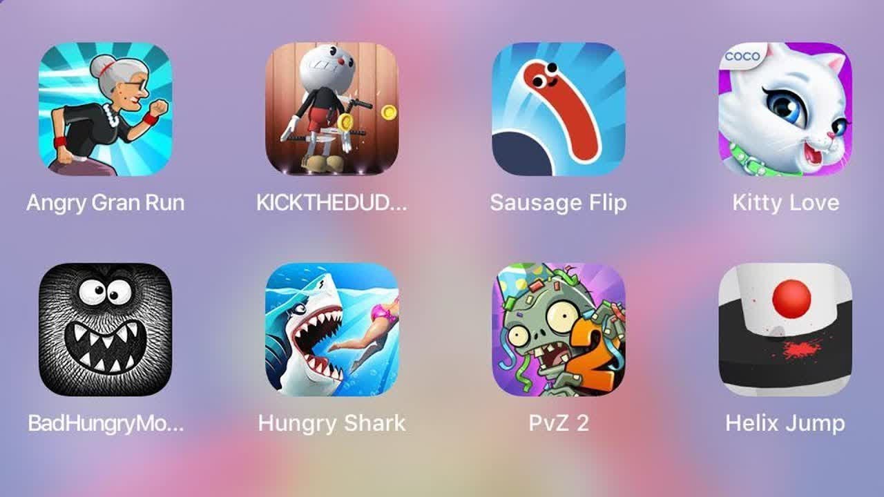 PvZ 2,Hungry Shark,Bad Hungry Monster,Helix Jump,Kitty Love,Sausage Flip,Kick The Cuphead,Angry Gra