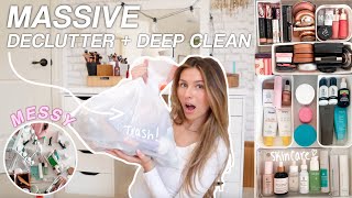 DEEP CLEANING &amp; DECLUTTERING MY VANITY *watch this for motivation*