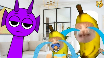 BANANA CAT🍌🐱 BANANA CATS MET SPRUNKI 🙀🤖 / 10 MINUTEN / GELUKKIGE EN HUI VIDEO
