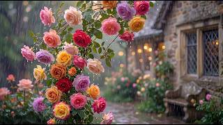 🔴 LIVE 24/7: Rainy Day at the Rose Garden 🌧️ Soft Rain Sounds for Deep Sleep, Study & Relax screenshot 3