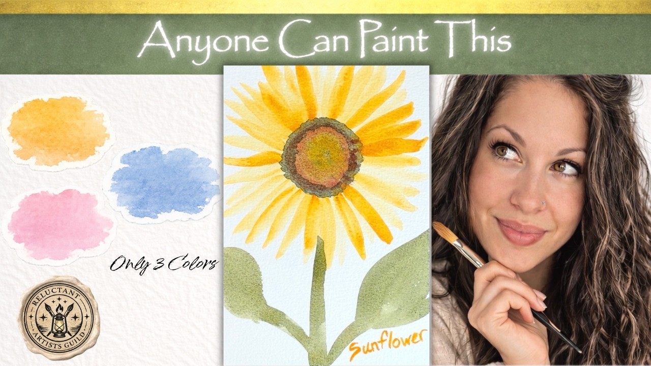 Struggling With Watercolor? Try This Easy Sunflower 🌻