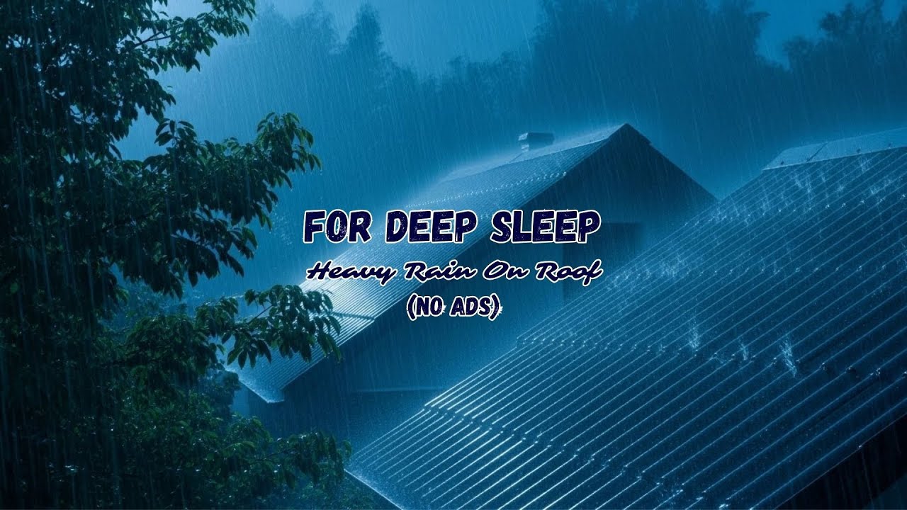 Heavy Rain on Roof for Deep Sleep (No Ads) • ASMR Rain Sounds