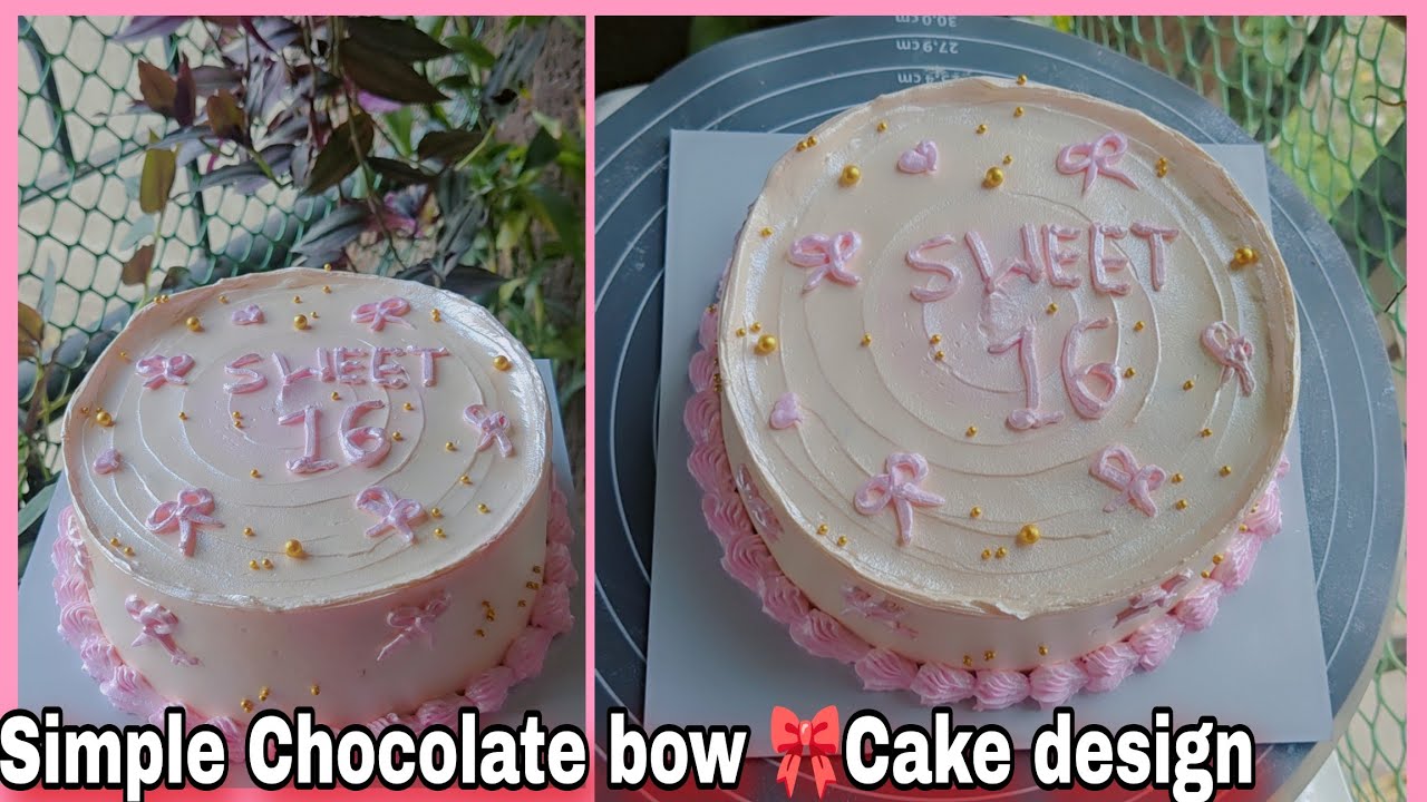 Simple bow cake🎀trending viral fresh cream  bow cake tutorial
