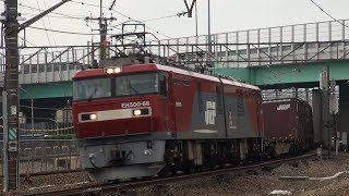 EH500-66牽引　遅4089ﾚと前後の貨物列車　2019/07/18