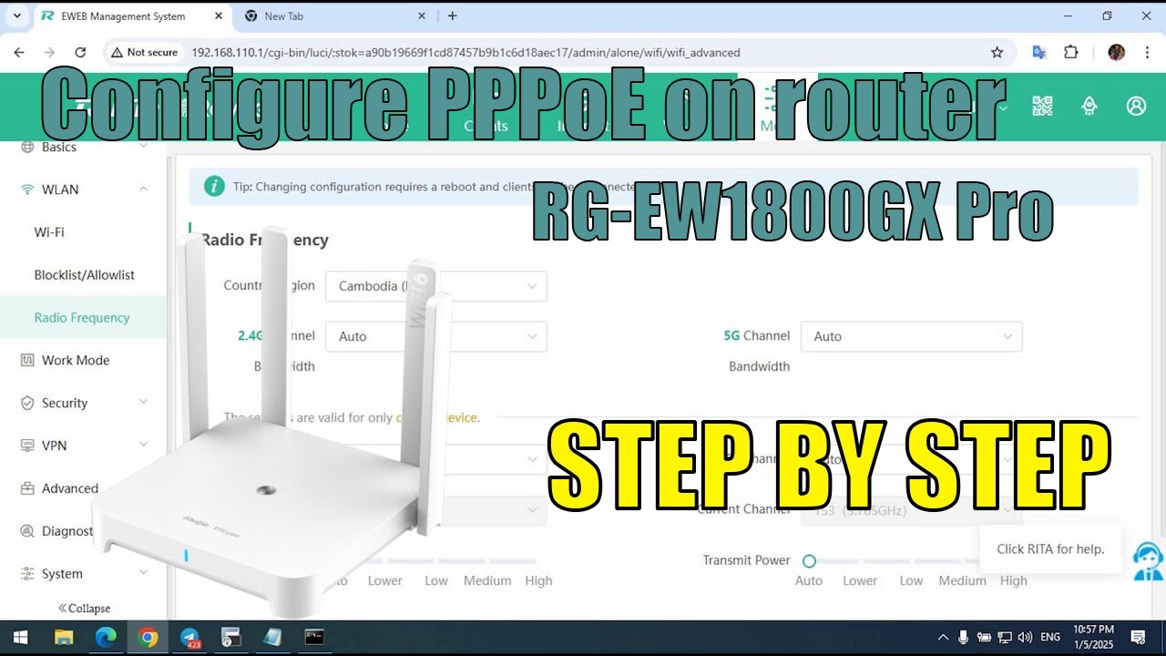 Pppoe Router Configuration Configure PPPoE on router RG-EW 1800GX Pro | Khmer - YouTube