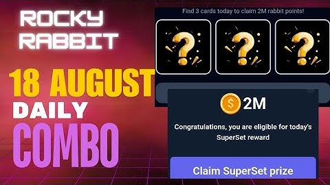 Rocky Rabbit Daily Combo | Rocky Rabbit 18 August Combo | Telegram New Crypto Airdrop