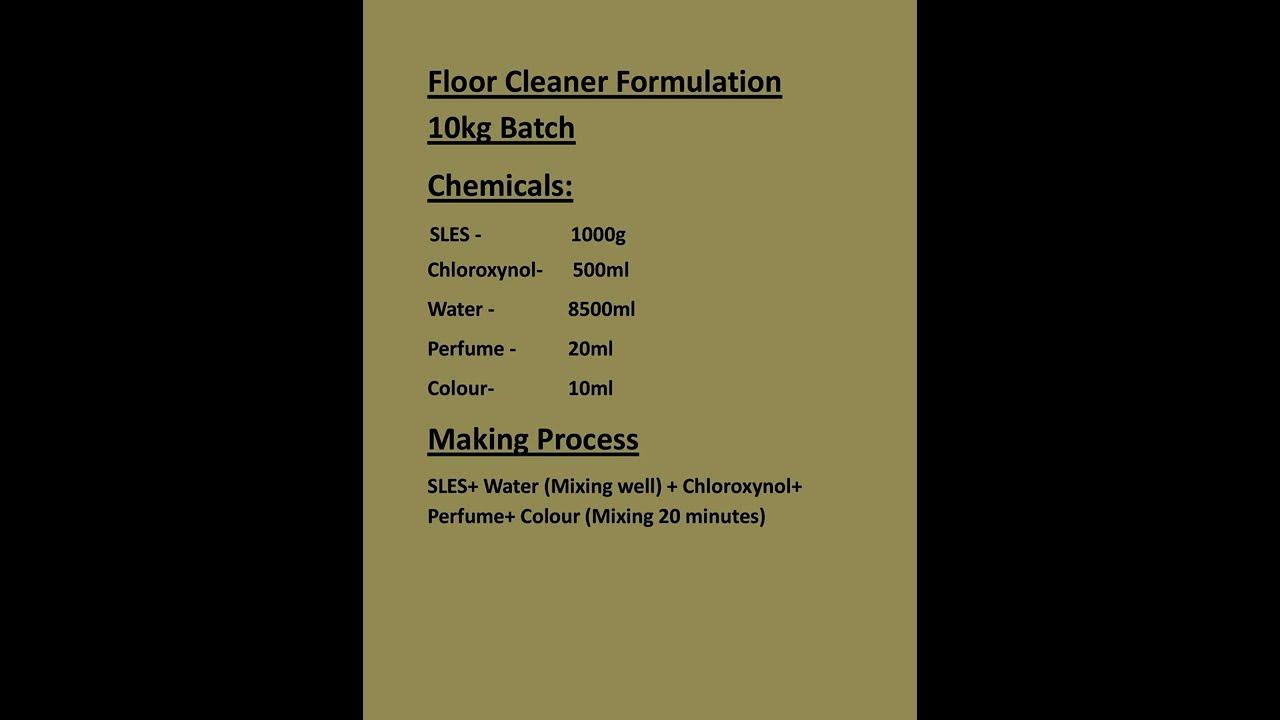 Floor Cleaner Formulation YouTube