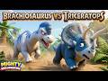 🦕 Triceratops VS Brachiosaurus! | Epic Dinosaur Battle | Who Will Win? |  Ep - 42 | Kids Cartoon