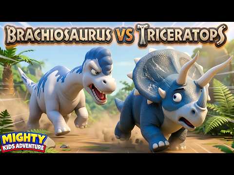 🦕 Triceratops VS Brachiosaurus! | Epic Dinosaur Battle | Who Will Win? |  Ep - 42 | Kids Cartoon