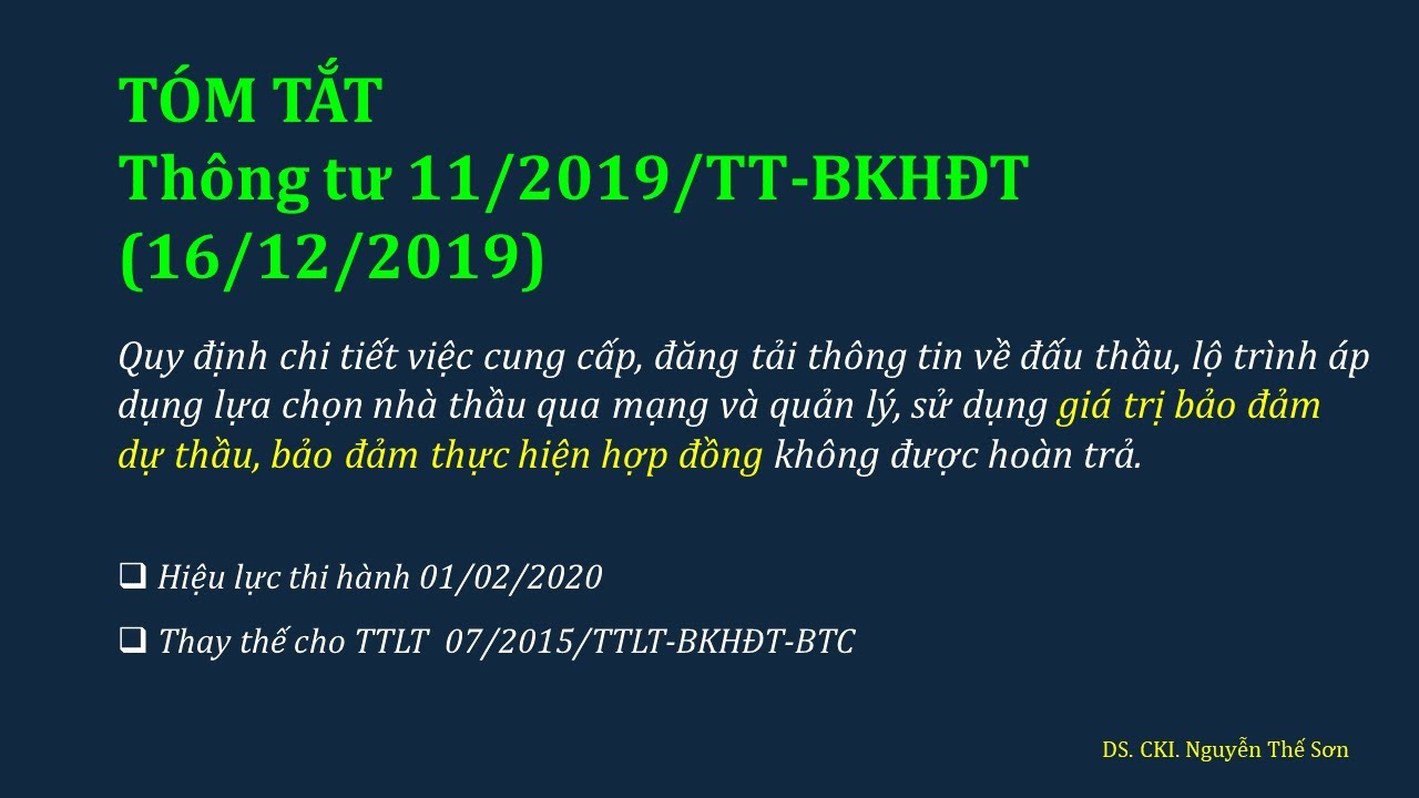 Thông tư 11/2019/TT-BKHĐT (16/12/2019) hiẹu lực... - youtube