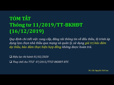 Video Thông tư 11/2019/TT-BKHĐT (16/12/2019) hiẹu lực... - youtube