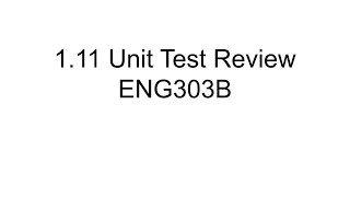 Unit 1 Test Review