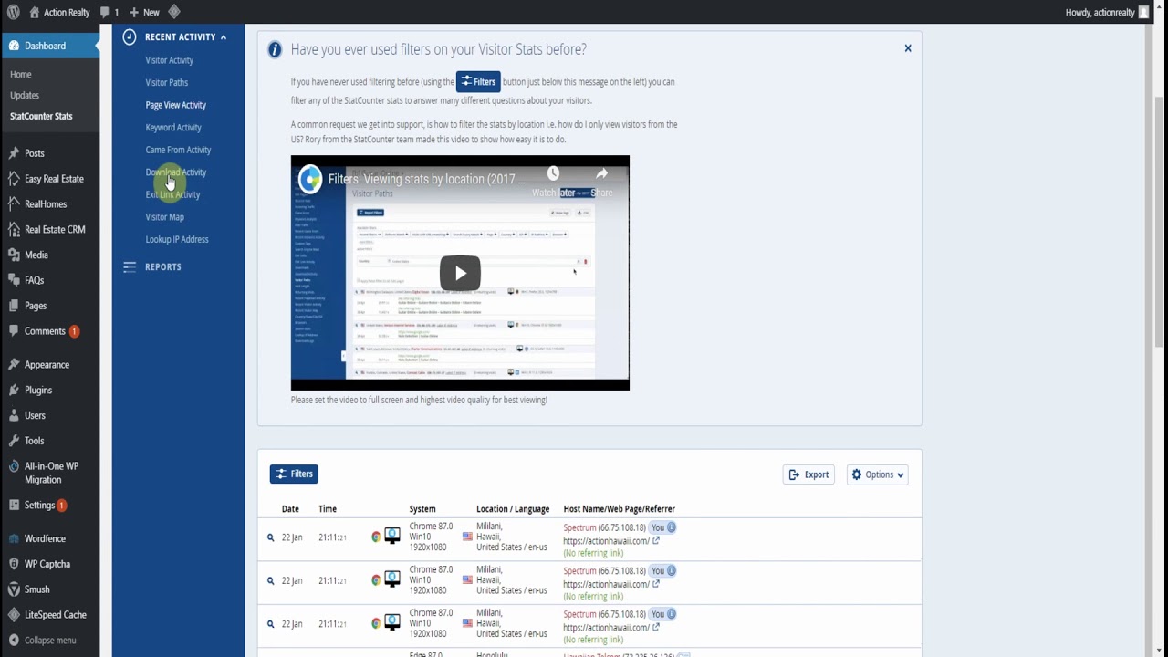 Wordpress Using Analytics Plugin - YouTube