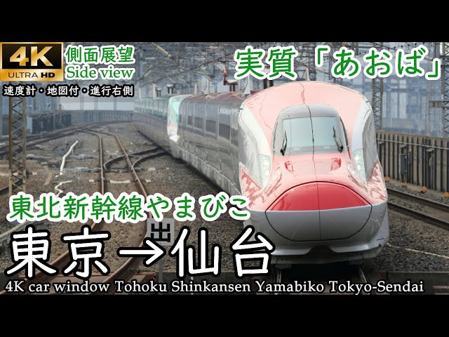 4K側面展望(車窓)】東北新幹線 やまびこ205号 東京→仙台 全区間【速度