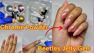 Achieve stunning nails with Beetles Jelly Gel Polishes and Chrome Powder Kit!