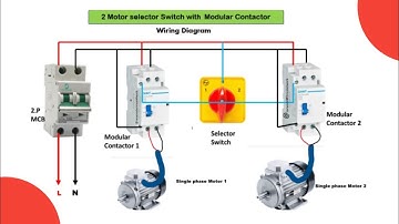 2Motor selector switch with Modular contactor wiring Diagram|Electrical wiring| single phase motor