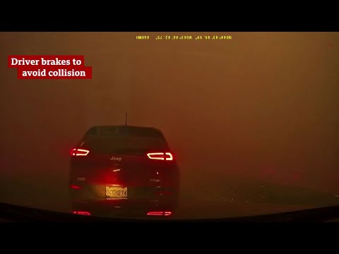 Canada wildfires: Dashcam captures drama of driving through it