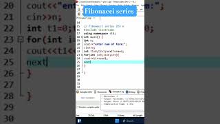 Fibonacci series in c++#coding #correctcoding #learncpp