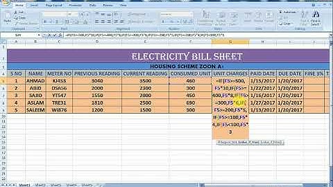 HOW TO CREATE ELECTRICITY BILL SHEET IN MS EXCEL IN URDU