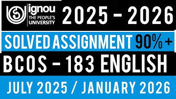 BCOS 183 SOLVED ASSIGNMENTS 2025-26 IN ENGLISH | BCOS 183 SOLVED ASSIGNMENT 2025 26 IN ENGLISH