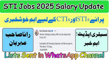 Good News for STIs & CTIs! Salary Update 2025: No Deductions!