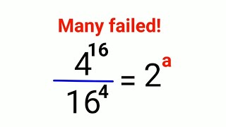 4^16/16^4 = 2^a Many failed to solve this! Can you do it? #findx #indices #explore #maths #math