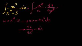 How to Integrate Using U-Substitution | Integrate x^3/(x^4-5)dx
