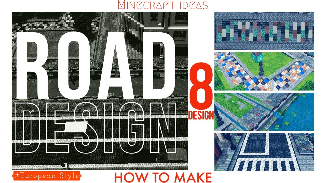 マイクラ ワールドをオシャレにする道路のデザインの作り方を8つ紹介します 建築講座 道路 Youtube