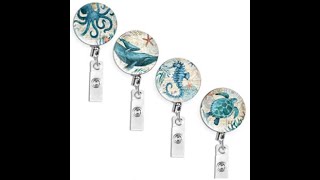 LIZIMANDU Badge Reel Retractable Badge Holder For Women Men Kids Marine Animal
