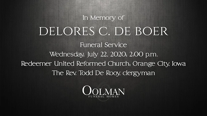 Delores De Boer Funeral Service