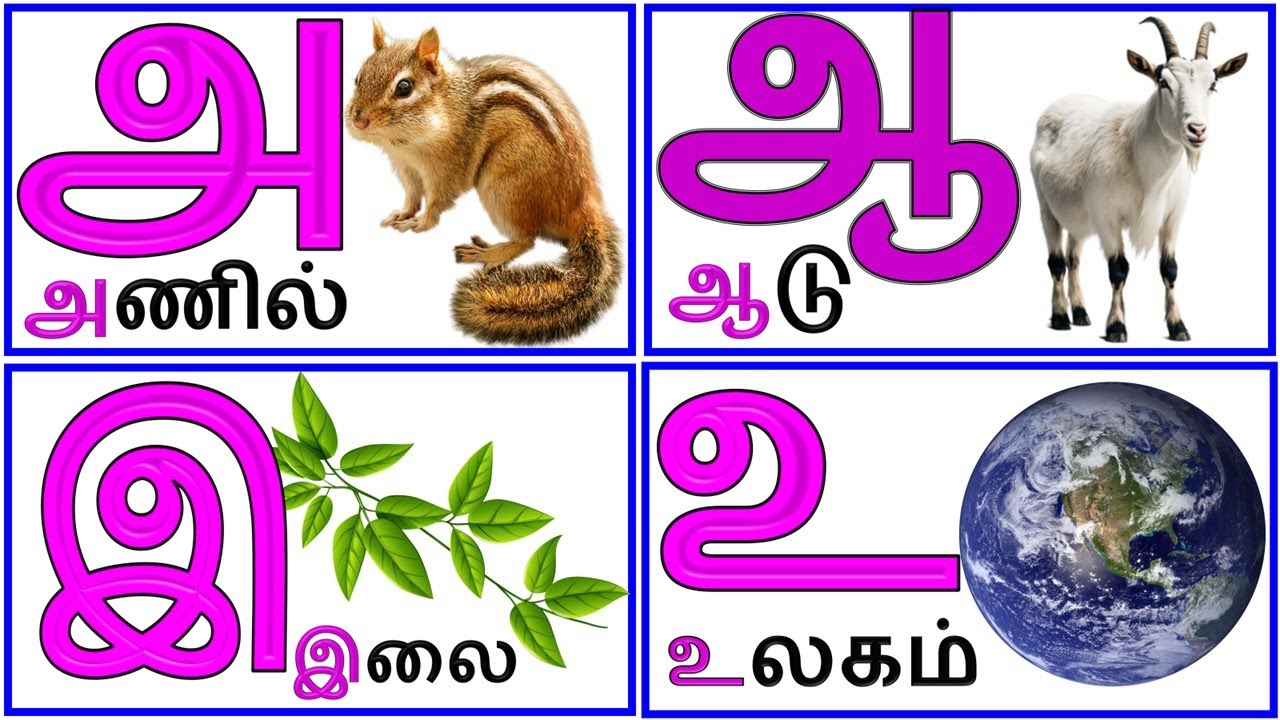 Uyir Ezhuthukal | Learn Tamil Alphabets/அ அம்மா 🤱 ஆ ஆடு 🐐 || அ ஆ இ ஈ ...