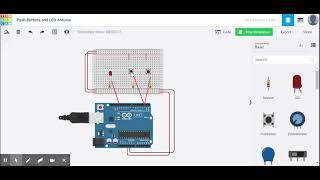Using Push Buttons to turn ON LED Arduino | Tinkercad