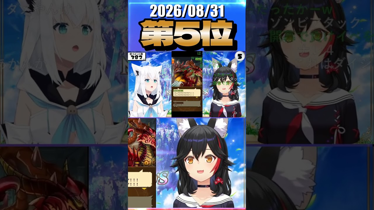 8/31 草コメント数ランキング第5位 #大神ミオ 0時間42分ごろ
