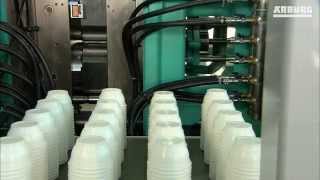 Cup manufacturing - standard robot for injection moulding for medium sized batches