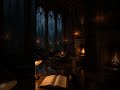 Studying in a Rainy Gothic Library at Midnight 📚