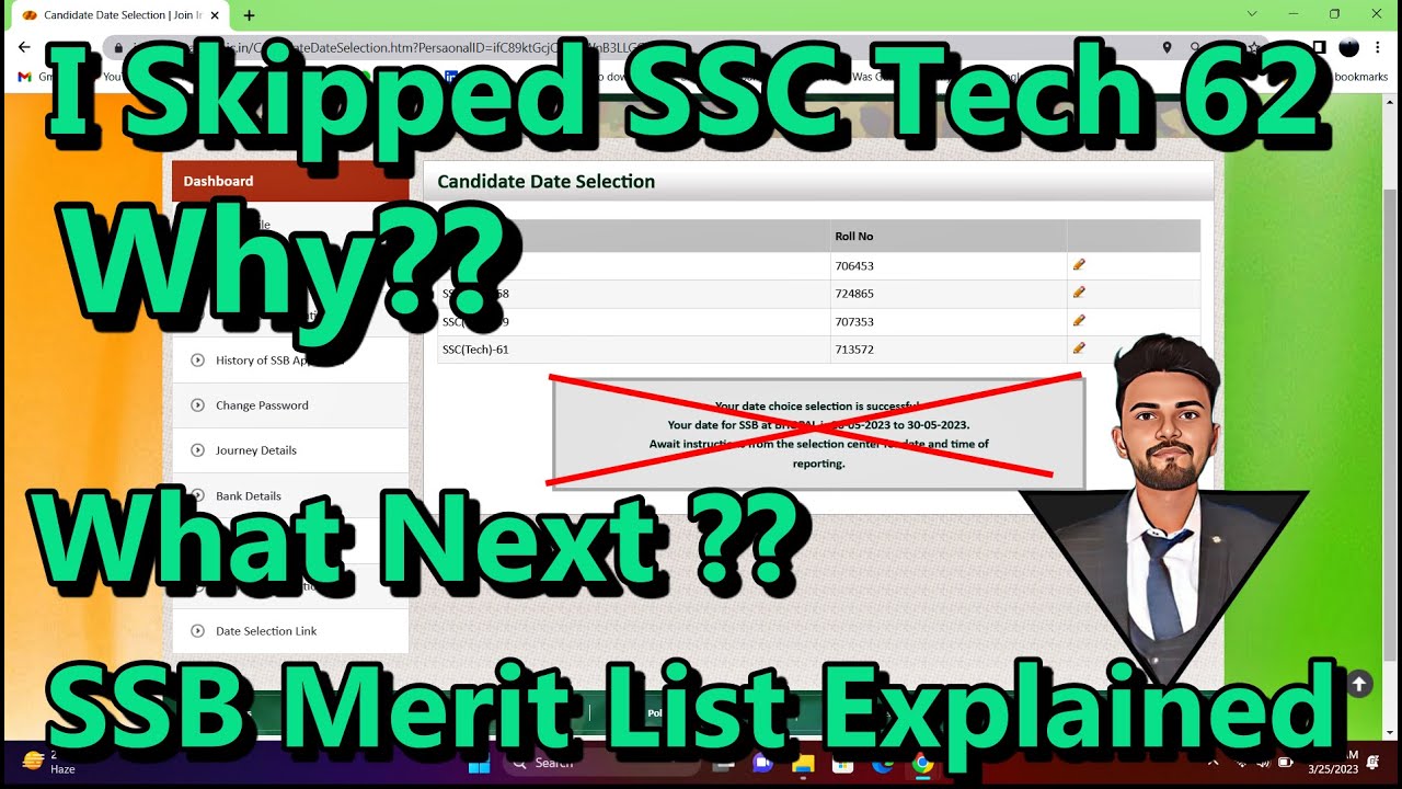 SSB Interview Merit List || What About SSC Tech 62