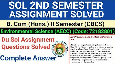 Environmental Science (EVS) Assignment Solved 2021 | Sol 2nd Semester Assignment Answer 2021