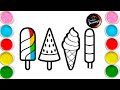 Yummy Ice Cream Drawing & Colouring ll easy ice cream drawing for kids & toddlers l simple ice cream