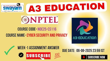 NPTEL Cyber Security and Privacy Week 1 Assignment Answers | July–Dec 2025 | NOC25-CS116 IIT Madras