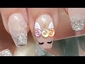 Acrylic Nails - Bitten/Ski-Slope Nails - Natural Nail Prep - Form Fitting - Unicorn Nail Art