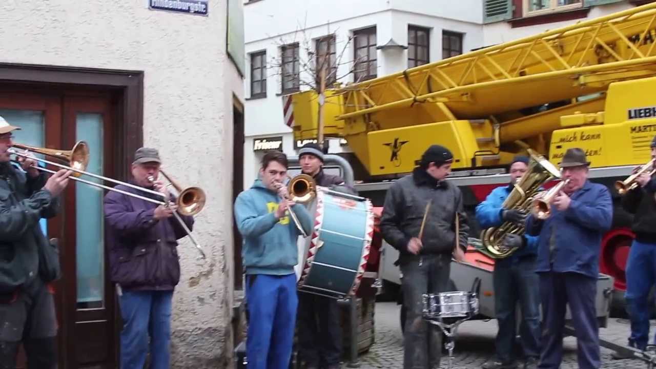 Richtfest der Stadtmusik Riedlingen zum Aufbau vom Goletor 2014 1. Video